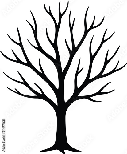 Silhouette bare tree stark winter scene Vector Illustration