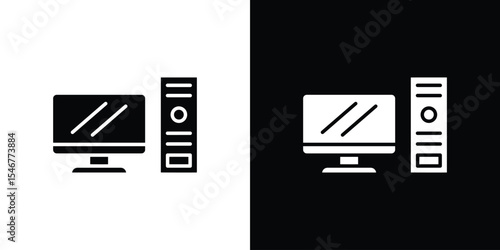 Desktop computer icon of a flat style vector