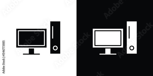 Desktop computer icon of a flat style vector