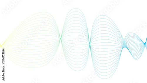 Vector curvy abstract line art wavy flowing dynamic blue white background in concept music or sound, wave, wind, information flow
