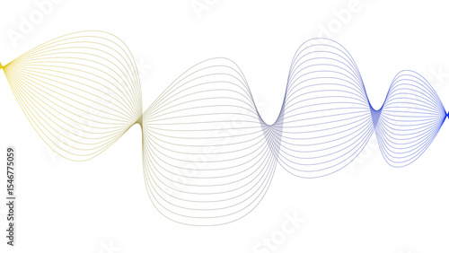 Vector curvy abstract line art wavy flowing dynamic blue white background in concept music or sound, wave, wind, information flow