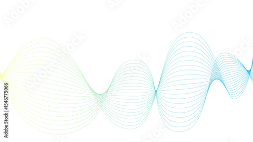 Vector curvy abstract line art wavy flowing dynamic blue white background in concept music or sound, wave, wind, information flow