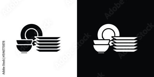 Dishes icon of a flat style vector