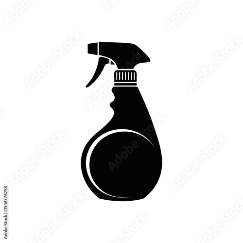 Spray Bottle Silhouette: A sleek silhouette of a spray bottle, the image embodying the essence of cleanliness, hygiene, and sanitization, suggesting a promise of a fresh start. 