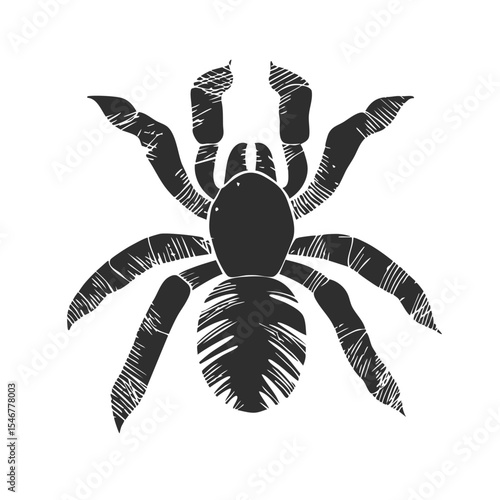 Tarantula Spider Silhouette Illustration. Arachnid Design For Nature And Wildlife Themes. Isolated Vector Illustration