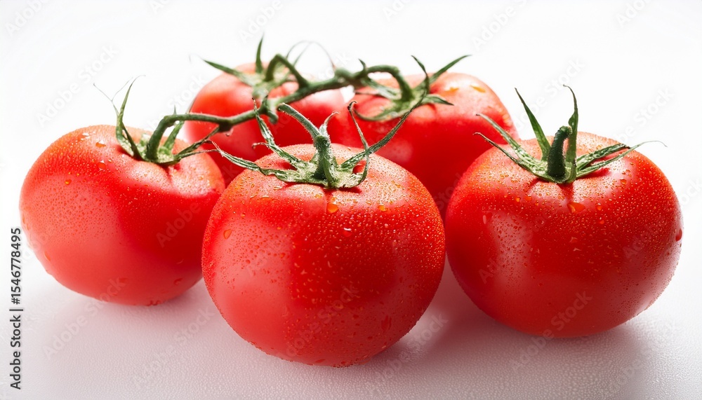 fresh red tomatoes with water droplets on a white background fresh red tomatoes with water droplets on a white background
