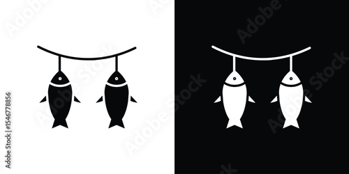 Dried fish icon of a flat style vector