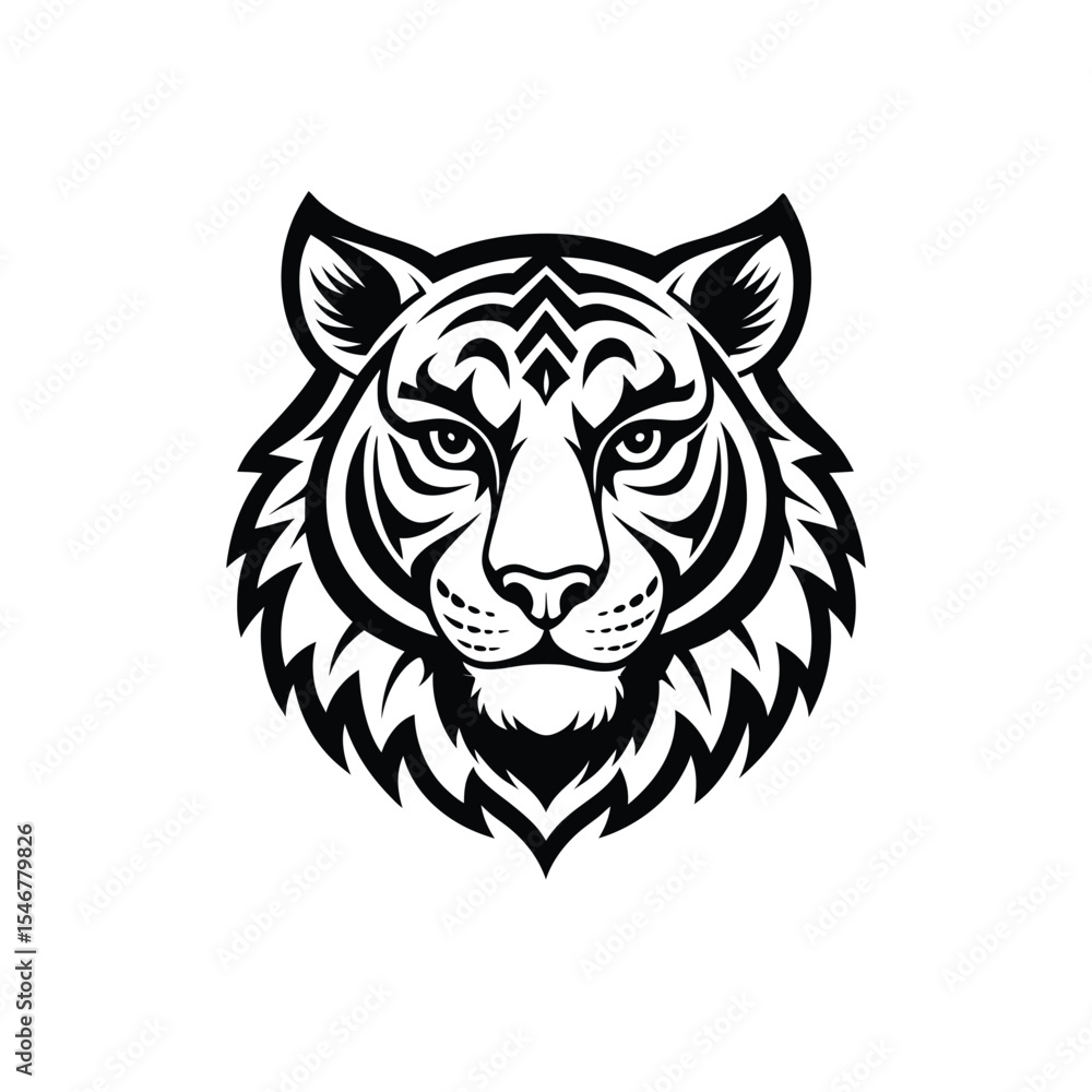 vector line art of tiger face logo, symbol or tattoo on white background in Adobe Illustrator Artwork vector line art of tiger face logo, symbol or tattoo on white background in Adobe Illustrator Artwork