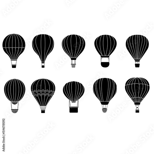 Air balloon vector icon set. aerostat illustration sign collection. Ballon logo. Air balloons web icons.