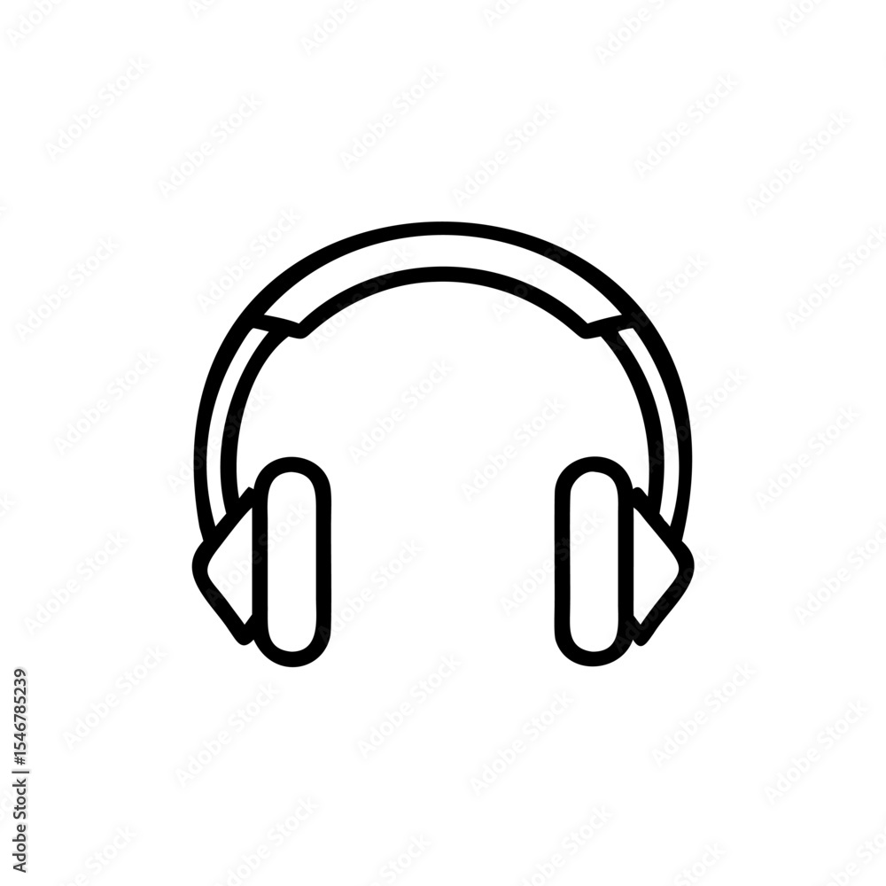 Outline Icon of Headphones with Rounded Earcups Simple Headphone Illustration headset Outline Icon of Headphones with Rounded Earcups Simple Headphone Illustration headset