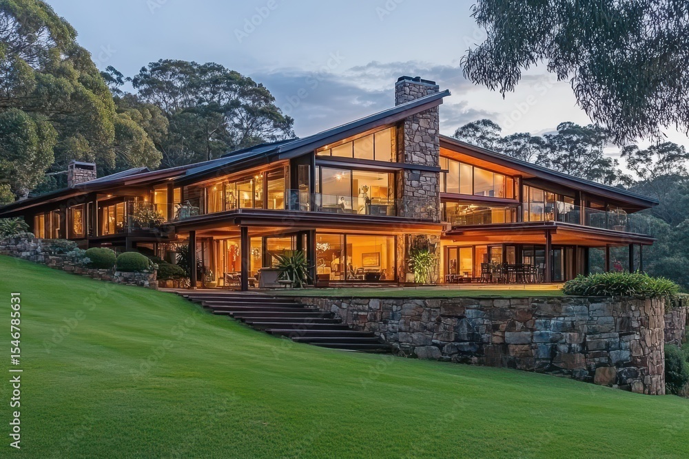 Obraz premium Luxury seaside property in Tuross Head, New South Wales offers stunning architecture and serene landscape views, Seaside property of Tuross Head in NSW Australia real estate market