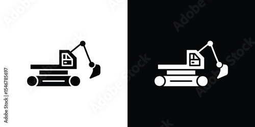 Excavator icon of a flat style vector