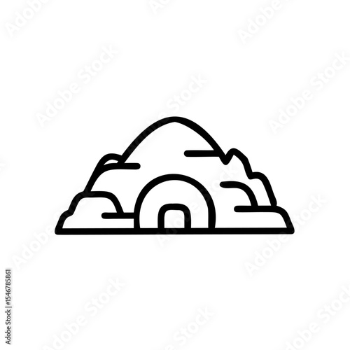 Igloo Line Art Icon Simple Winter Shelter Snow House Arctic Home Hadmade vector