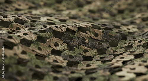 Close-up of Camouflage Netting: Detailed Texture and Pattern