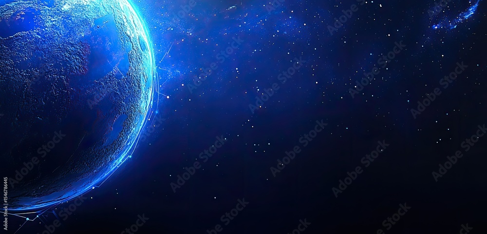 Obraz premium Celestial Earth in a Deep Blue Void