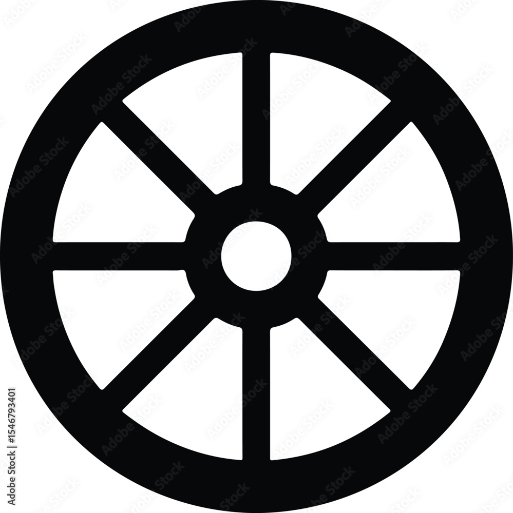 Obraz premium Silhouette Dharma wheel buddhism symbol sign religion icon Vector Illustration