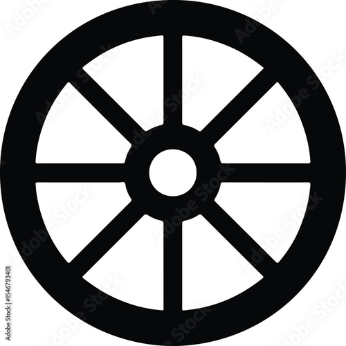 Silhouette Dharma wheel buddhism symbol sign religion icon Vector Illustration
