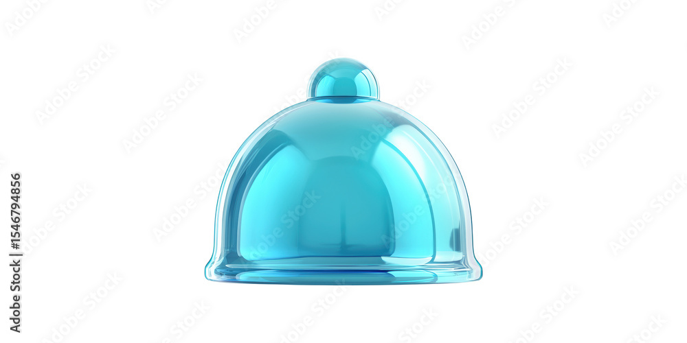 Fototapeta premium Transparent blue glass dome isolated on transparent background