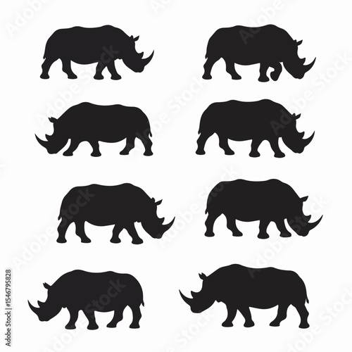 Rhino silhouettes wildlife animal black wild animal