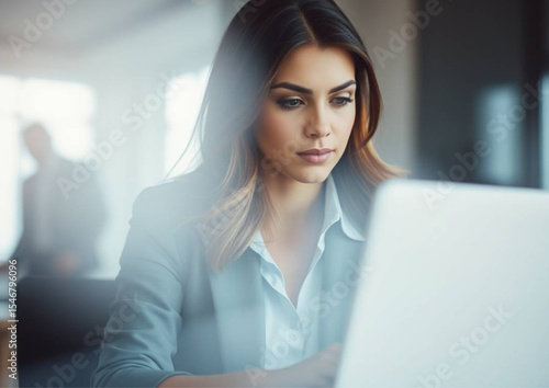 young businesswoman working on laptop