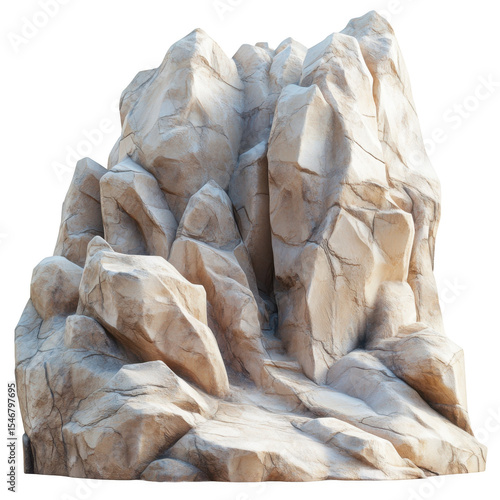 Realistic 3D rock formation with intricate textures set against a plain background for use in digital art