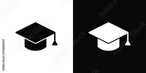 Graduation cap icon of a flat style vector