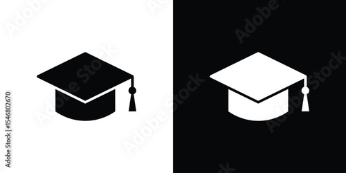 Graduation hat icon of a flat style vector