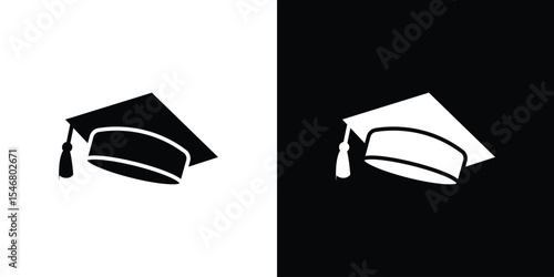 Graduation hat icon of a flat style vector