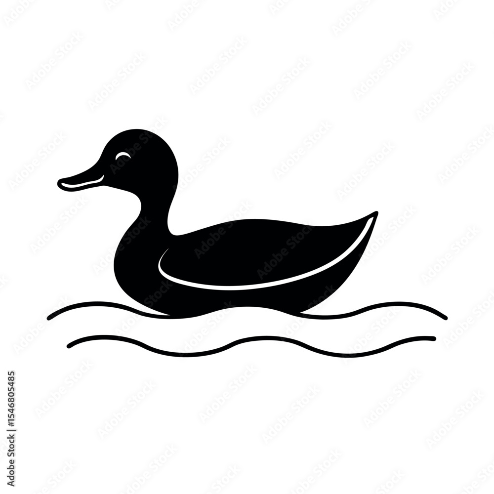 Duck on Calm Lake Silhouette Art Duck on Calm Lake Silhouette Art