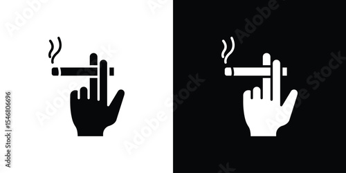 Hand holding cigarette icon of a flat style vector