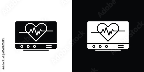 Heart rate monitor icon of a flat style vector