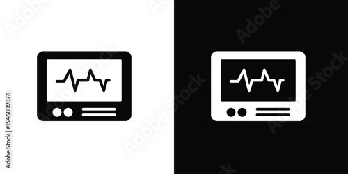 Heart rate monitor icon of a flat style vector
