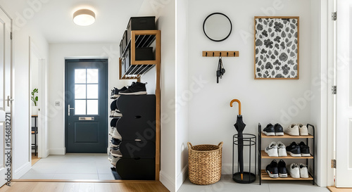 Hallway Interior Organization With Accessories And Storage Solutions Near Entrance