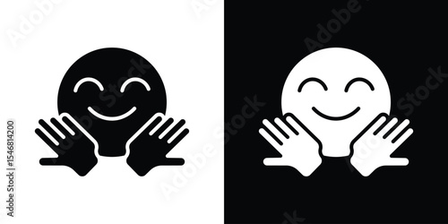 Hugging emoji icon of a flat style vector