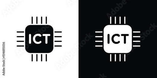 ICT icon of a flat style vector