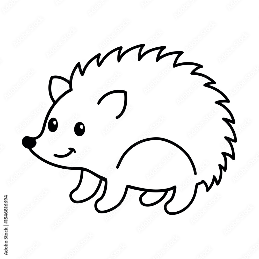 Happy Hedgehog Line Art Illustration Happy Hedgehog Line Art Illustration