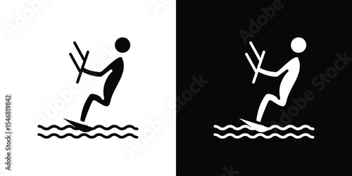 Kitesurf sign icon of a flat style vector