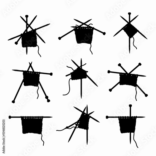 Knitting needle craft silhouette art skill hobby