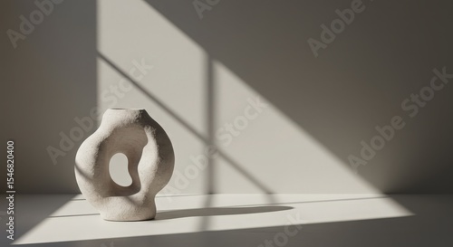 Abstract ceramic vase with unique shape and soft natural light