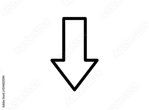Vector a basic downward arrow illustration with a clear outline and sharp lines pointing straight down vertically