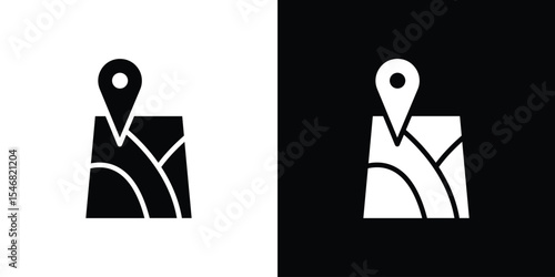 Land layer location icon of a flat style vector