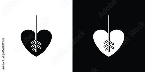 Leaf heart icon of a flat style vector