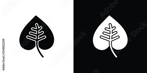 Leaf heart icon of a flat style vector