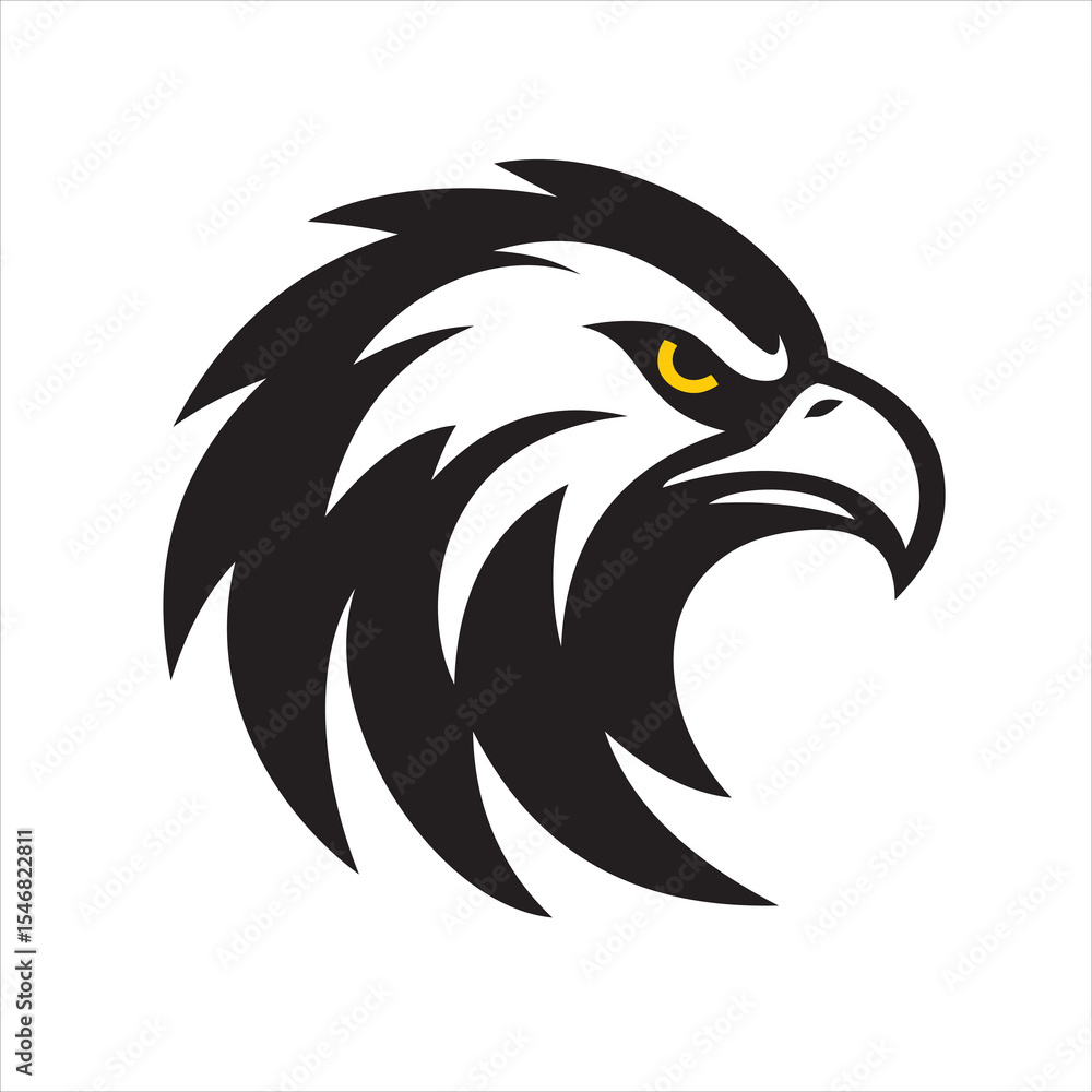 Obraz premium Aggressive Eagle Head Logo – Bold Falcon Mascot Vector Design