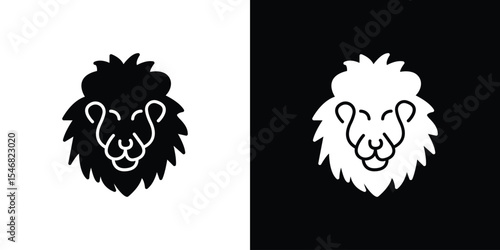 Lion head icon of a flat style vector