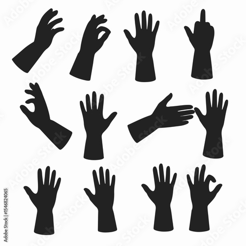 Hand gestures silhouette set body language signs
