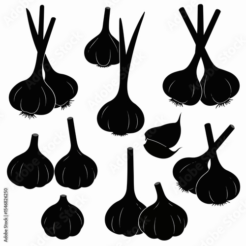 Garlic bulbs monochrome garlic cloves ingredient