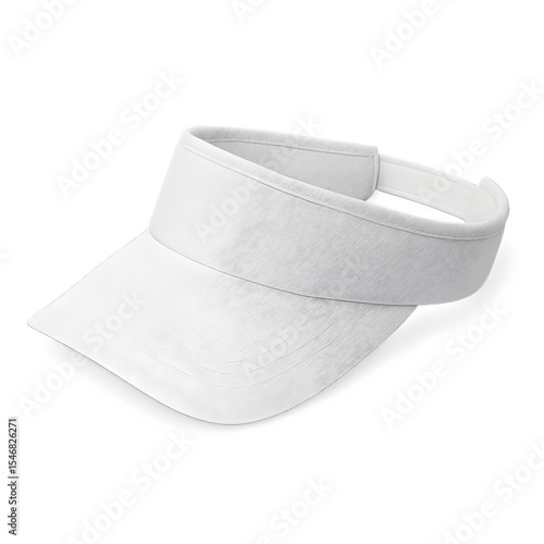 Blank white sports visor – front and three-quarter views – clean apparel mock-up isolated on white
