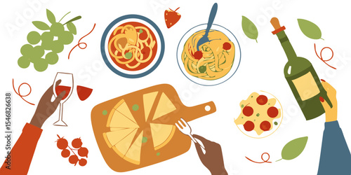 colorful illustration of an italian meal vector illustration of a vegetable isolated on white background.