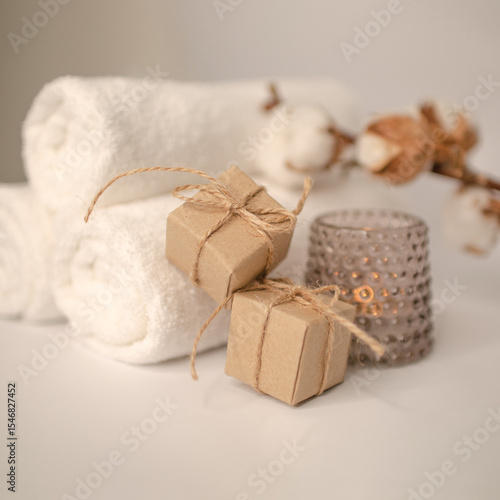 Cozy aesthetic wellness Background with copy space. Natural spa service. Template for lifestyle blogs, organic product ads, selfcare lifestyle, social media design, beauty relaxation skincare theme